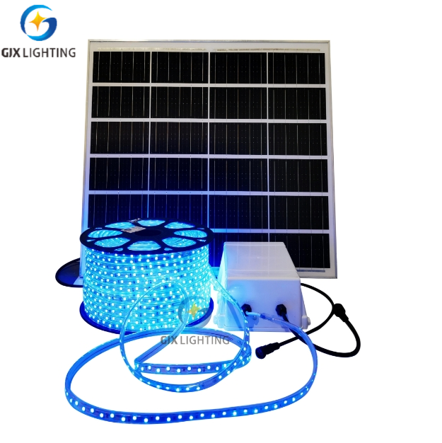 GJX-TYNDD-5050-RGB Solar LED Strip Light 100m Outdoor Waterproof IP65 RGB Garden Lighting